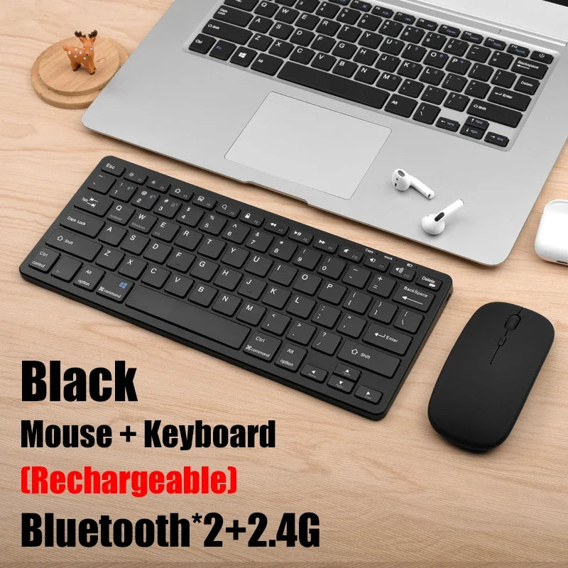 New 2.4G Wireless Rechargeable Silent Wireless Keyboard and Mouse Set, Compact Ergonomic Keyboard Mouse for Office/Home
