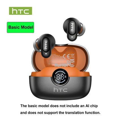 HTC NE79 TWS Bluetooth 6.0 Earphones AI Translator In-Ear HiFi Sound Headset for Sports Headset with Clear Call Mic