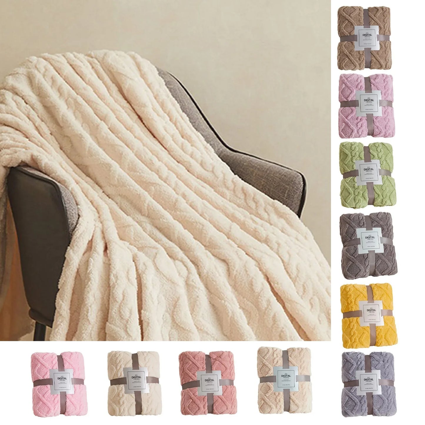 45x65 cm Solid Blanket Fall Winter Coral Velvet Flannel Blanket Soft Thickened Cover Blanket Home Outdoor Travel Blanket