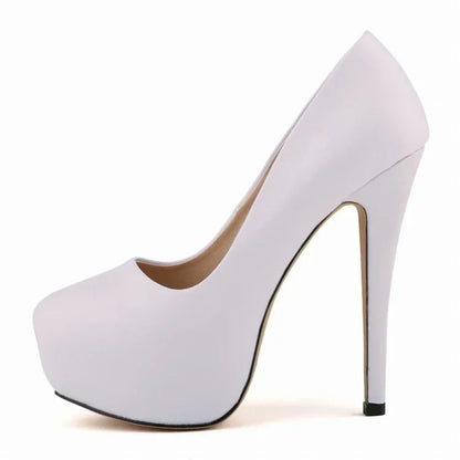 Women Pumps Sexy Stilettos Fashion Super 14cm Round Toes High Heels Platform Casual Thin Party Red Wedding Shoes Plus Size 44
