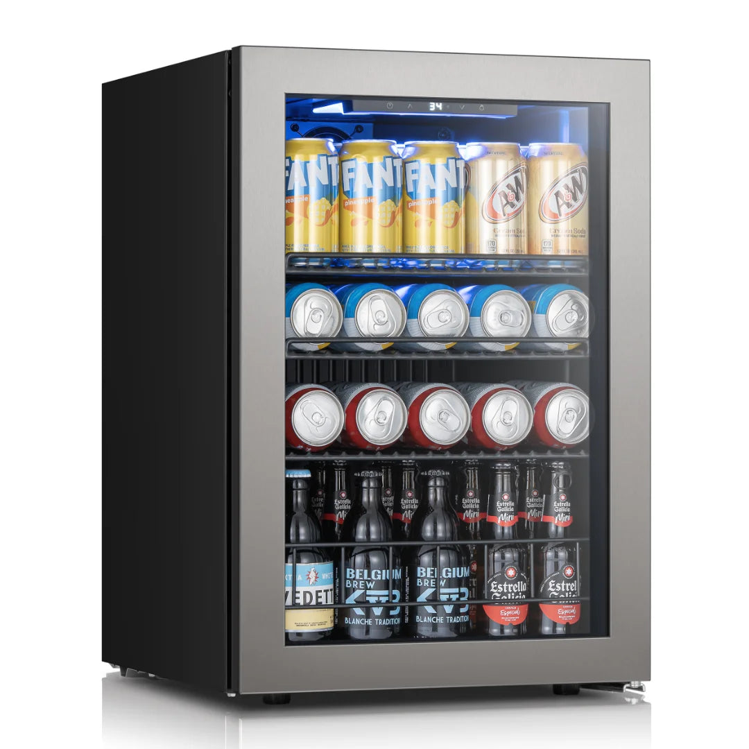 Ca'Lefort Beverage Cooler 62L Mini Fridge Direct Cooling Digital Temperature Control Beverage Refrigerator  with Reversible Glass Door, Adjustable Shelves  for Soda, Beer & Drinks, for Dorm, Office & Home