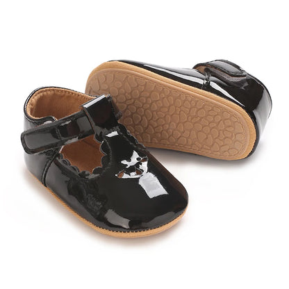 Breathable Newborn Baby Shoes Baby Boy Girl Shoes Girl Classic Bowknot Rubber Sole Anti-slip PU  Toddler Shoes First Walker