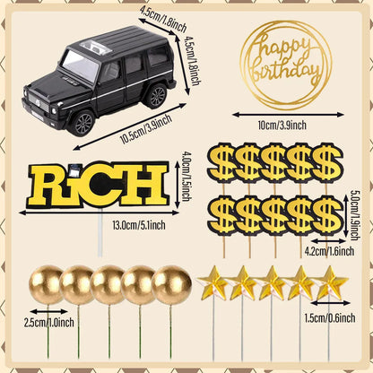 Dollar Happy Birthday Cake Decoration Money Cake Topper For 60s 70s 80s 90s Thanksgiving USA Dollar Theme Party Decors Supplies