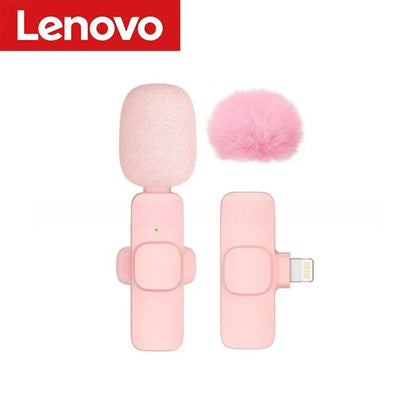 Lenovo 2026 Wireless Lavalier Microphone AI Noise Cancelling For iPhone Android Live Stream Gaming Vlog Plug & Play Receiver