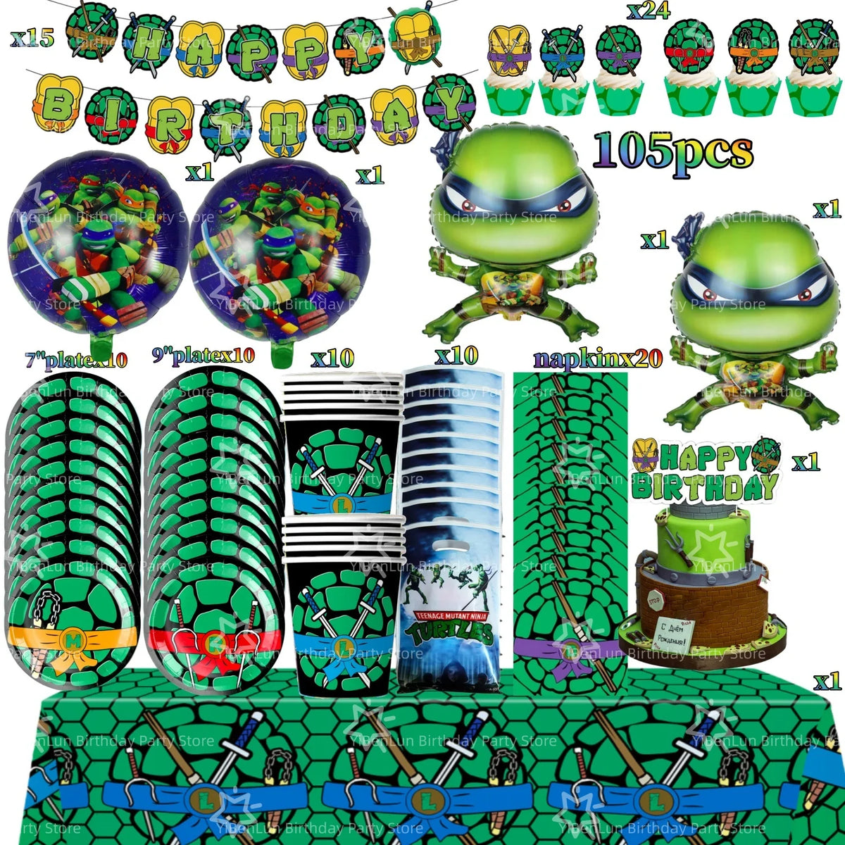 Cartoon Turtles Birthday Party Decorations Tableware Tablecloth Cup Plate Bag Napkins Balloon Baby Shower Turtles Party Favors