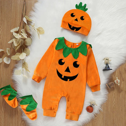 2026 Baby Halloween Rompers Infant Pumpkin Costume Newborn Cosplay 3pcs Onesie Suit New BornParty Clothing Suit
