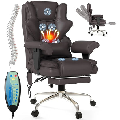 7-Point Massage Heated Office Chair with Footrest Ergonomic Adjustable Armrest for Office Study Gaming, Customized