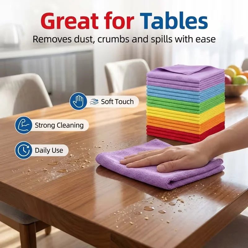 40/20/15/10/5pcs multi-purpose ultra-fine fiber cleaning towels, reusable cleaning cloth - absorbent, durable, fast drying