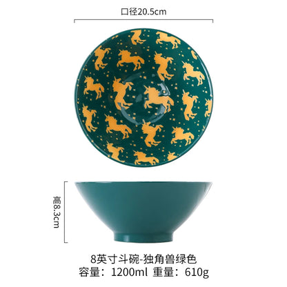 Japanese Ramen Bowl Household Soup Bowl Salad Bowl Ceramic Tableware Instant Noodle Bowl Ceramic Tableware