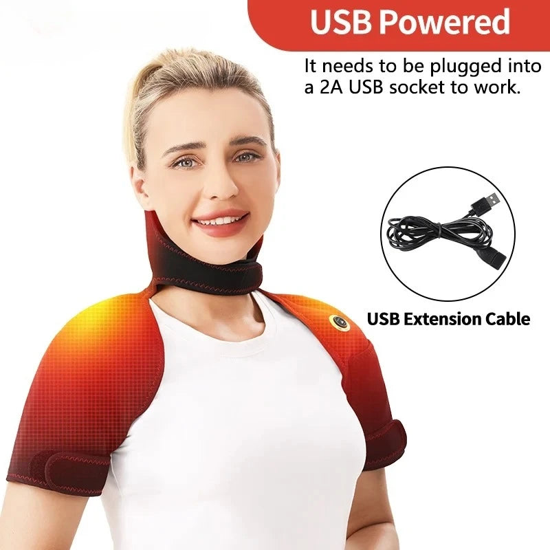 Electric Heating Massager Pads for Shoulder Neck Back - Winter Body Warmer Soft Vest Hot Compress Relieves Fatigue