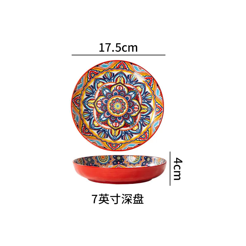 Ceramic Tableware Set Rice Bowl Serving Plate Creative Cutlery Soup Plate Noodle Handle Bowl Sauce Dish Steak Salad Fruit Plate