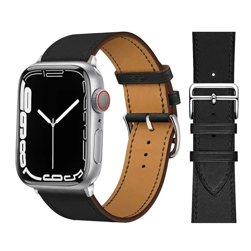 Leather Watch Straps For Apple Watch Band 46mm 44mm 49mm 45mm 42mm 40mm 41mm Bracelet Iwatch Series 11-10-9-8-7-6-5 Se-Ultra 2/3