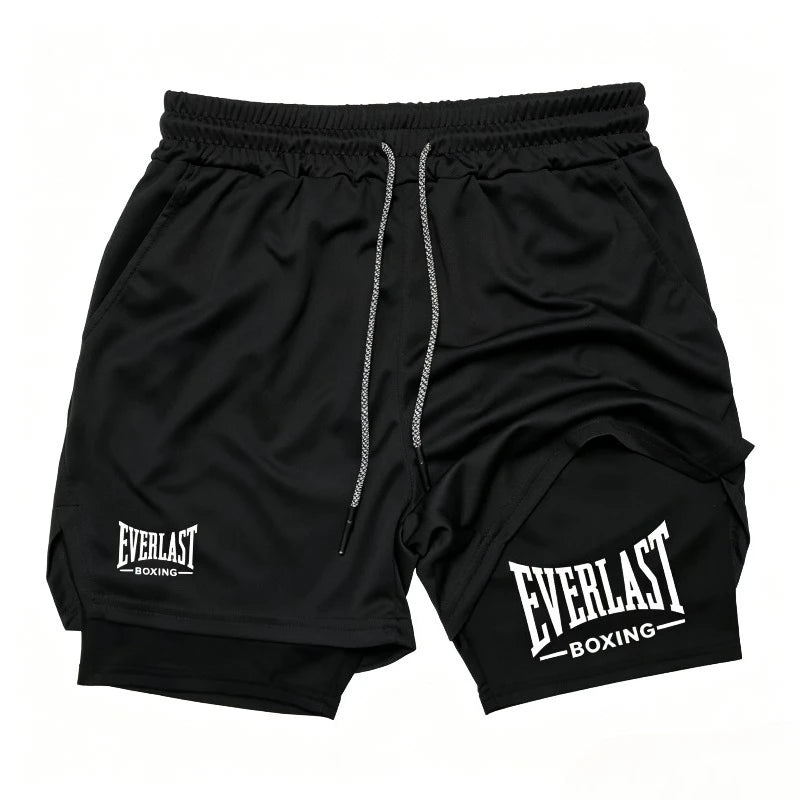 Men's Compression Gym Short Sports Pants Double Layered Quick Drying Running Muscle Fitness Athletic Multi-functional Activewear