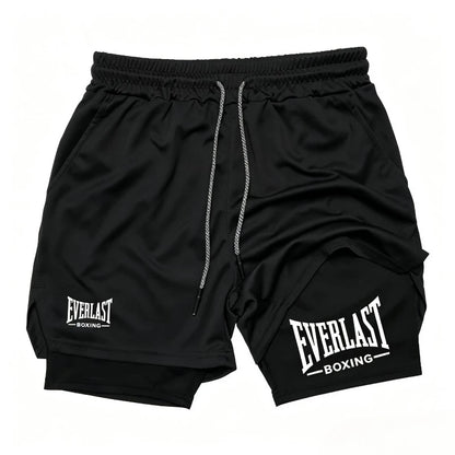 Men's Compression Gym Short Sports Pants Double Layered Quick Drying Running Muscle Fitness Athletic Multi-functional Activewear