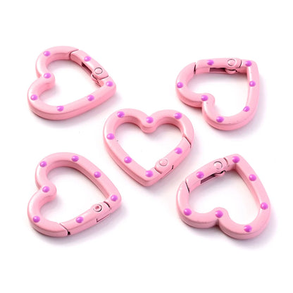 Heart-Shaped Lobster Clasp Connectors — Multicolor Metal Spring Clips