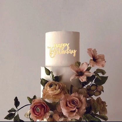 8pcs Acrylic Cake Topper Set Happy Birthday Cake Topper Side Decorations for Party Cakes