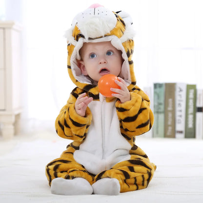 Cartoon Flannel Baby Rompers Unicorn Rabbit Dinosaur Pajamas Cotton Baby Boy Girls Animal Costume Baby Jumpsuit Kigurumi Outfits