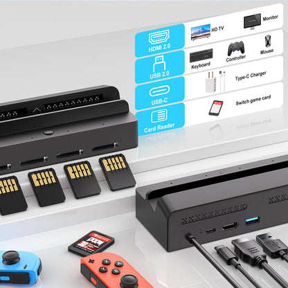 For Nintend Switch 7 In 1 Game Card Reader Switch For Switch OLED Screen Mirroring Base, Supports One-Click Switching of Games