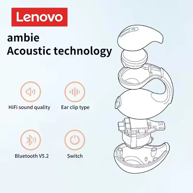 Original Lenovo BT Wireless Headphones Bone Conduction Sports Bluetooth Earphones 9D HiFi Sound Touch Control Non in Ear