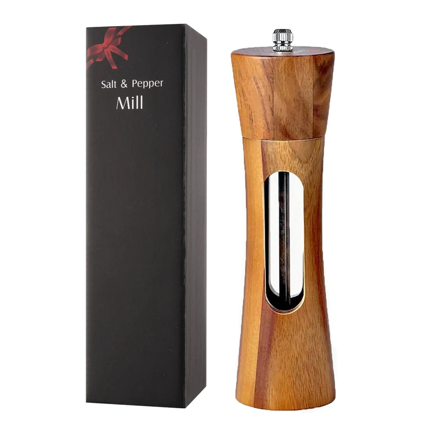 Manual Salt and Pepper Grinder Solid Wood Adjustable Coarseness Large Capacity Multi-purpose Spices Grinder Kitchen Cooking Tool
