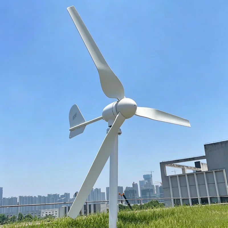 Low Noise 4KW Horizontal Axis Wind Power Generator 24V 48V Built‑in MPPT Controller Small Home Wind Energy System From factory