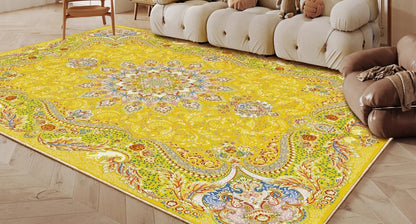 Ethnic Style Bedroom Decor Retro Carpet Light Luxury Carpets for Living Room Washable Lounge Soft Floor Mat Anti-slip Study Rug