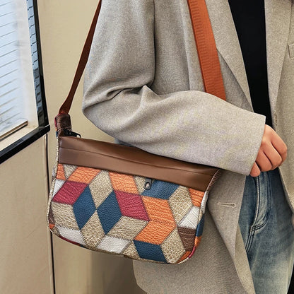 Neutral style bag with a combined design for men and women, suitable for travel. PU cross-body bag.