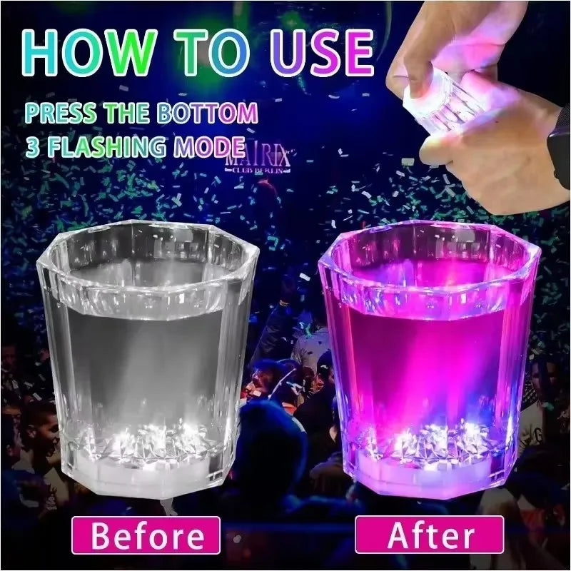 6/12/24Pcs LED Glowing Glasses Cup Light Up Shot Cup LED Flash Drinking Glasses Light Up Shot Glasses For Party Glow In The Dark