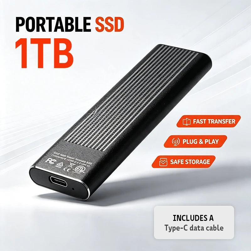 Mini Portable SSD 12TB High‑speed Authentic High‑performance for Desktop PC Mac Surveillance Monitoring Video File Data Storage