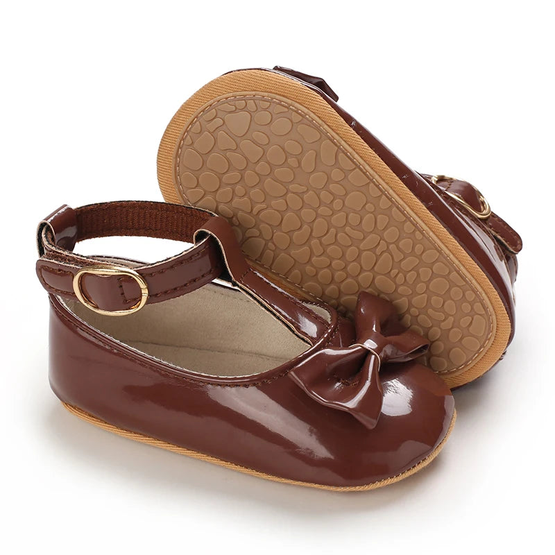 HAIZHIW Fashion PU Leather Baby Princess Shoes Newborn Girls Moccasins Shoes Rubber Sole Prewalker Non-slip Summer First Walkers