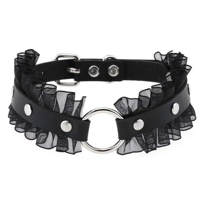 DIEZI Vintage Sweet Cool Hip Hop Rivet Choker Necklace Harajuku Gothic Club Black PU Leather Collar Torques Necklace Jewelry