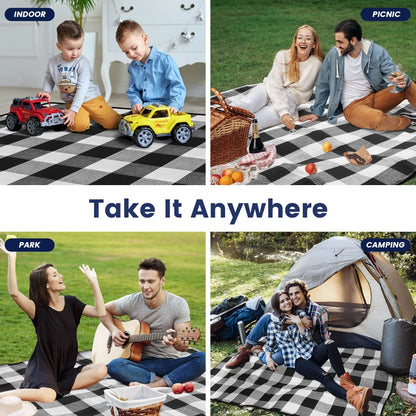 New 80"x 80"Picnic Blanket Extra Large Waterproof and Foldable Beach MatOutdoor for 8 Adults Camping Park Beach Grass Indoors