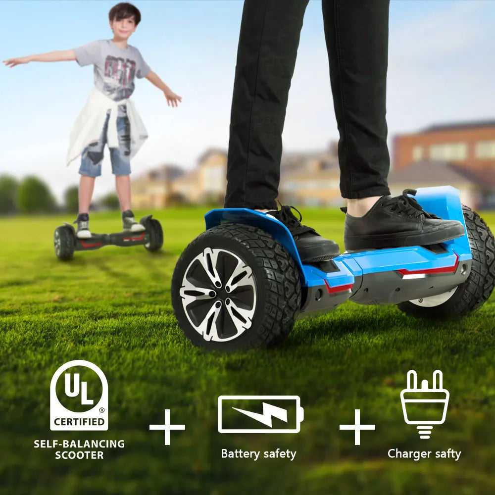 GYROSHOES Warrior 8.5'' All-Terrain Hoverboard for Kids & Adults, Dual 350W Motors Off-Road Self-Balancing Scooter, 10 MPH Max Speed, 265 lbs Capacity, UL2272 & CPC Certified, Bluetooth Speaker, LED Lights