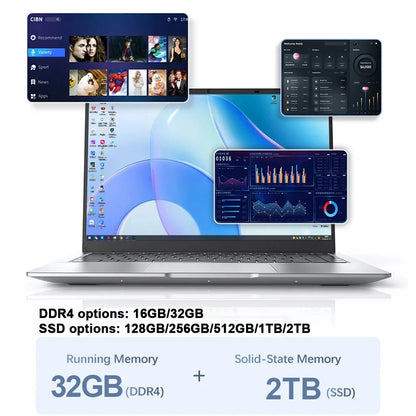 Lightweight Portable 14.1 Inch Student Business Notebook 2026 New Intel N95 Win11 Large Storage Laptop