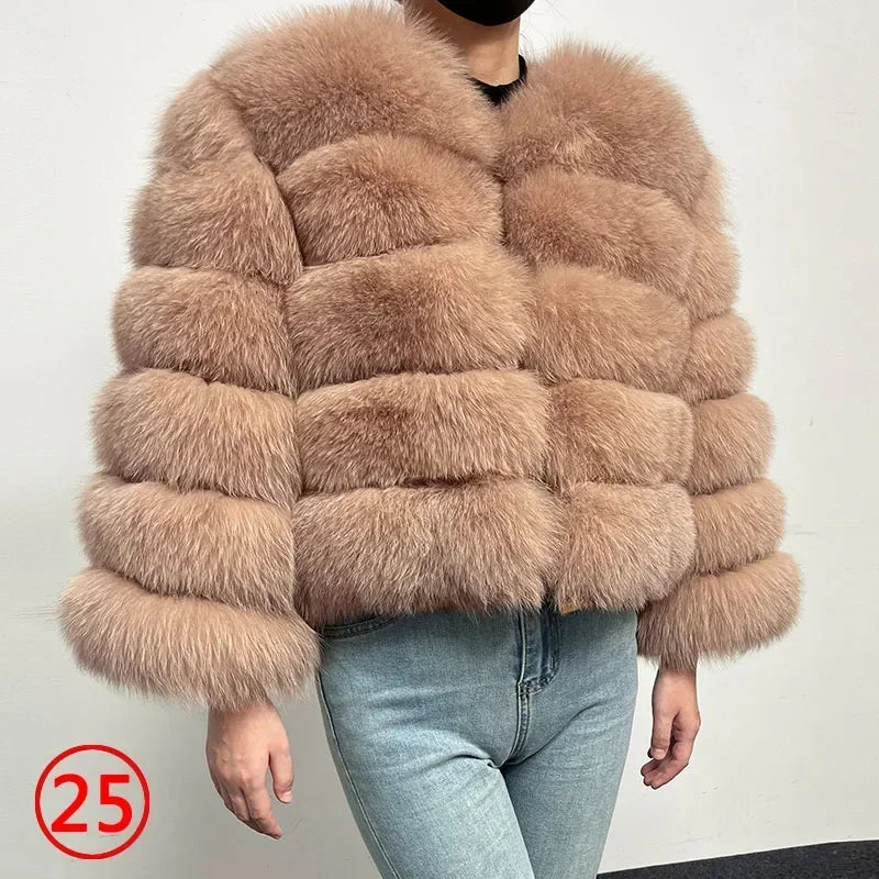 2023 Natural Real Fox Fur Coat Women Winter Warm Luxury Fur Jacket Detachable Long Sleeves Female Vest Furry Coats Outerwear