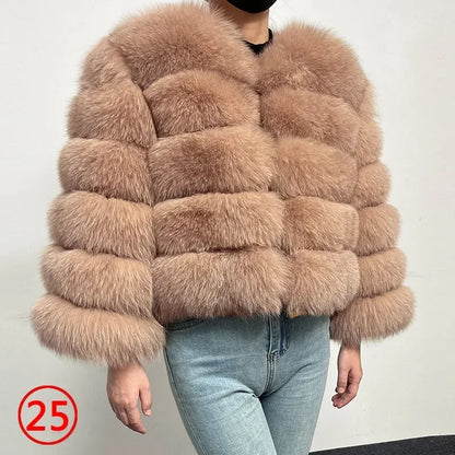 2023 Natural Real Fox Fur Coat Women Winter Warm Luxury Fur Jacket Detachable Long Sleeves Female Vest Furry Coats Outerwear