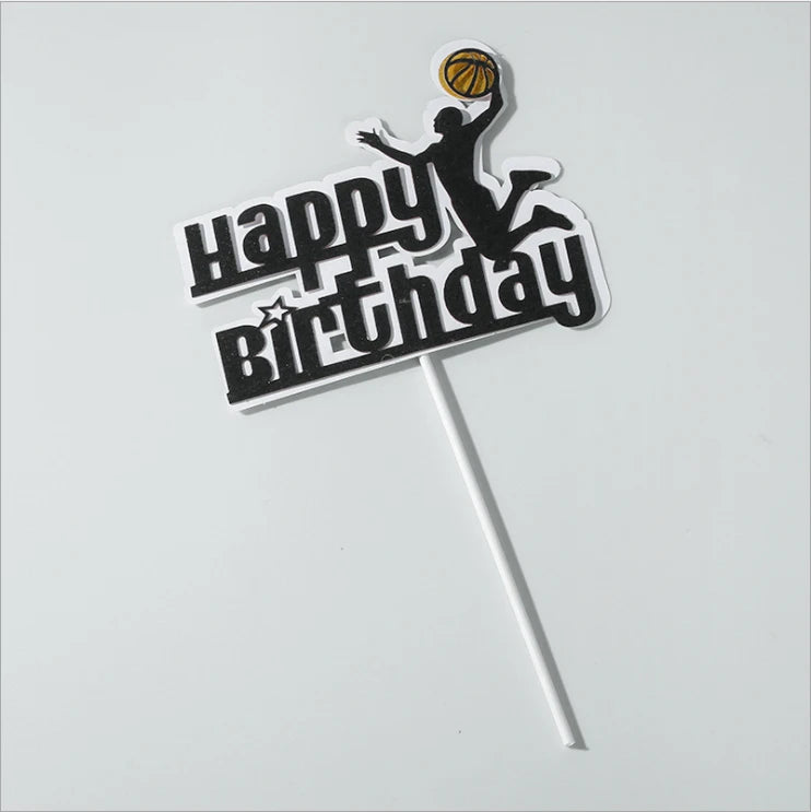 Cake Toppers Glitter DIY Basketball Football Set Cupcake Topper Cake Flags Kids Boys Birthday Wedding Bride Party Baking Decor