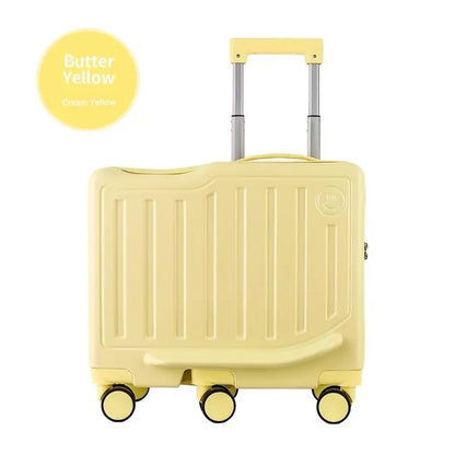 Rideable 20 Inch Rolling Suitcase Password Lock Portable Carry On Luggage For Children Travel Vacation