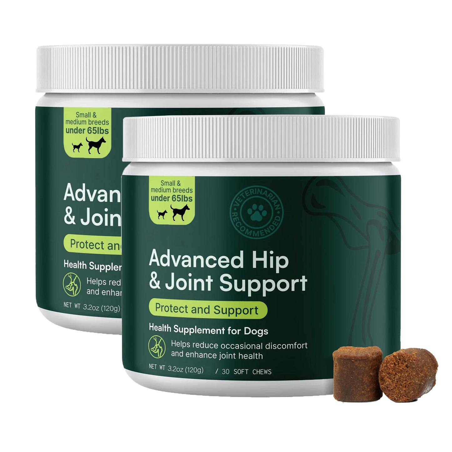 Advanced Dog Hip and Joint Supplement with Glucosamine, Omega 3 & MSM - 60 Pork Flavored Chews for Small and Medium Dog Breeds