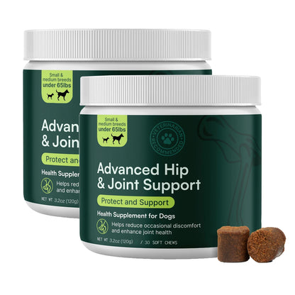 Advanced Dog Hip and Joint Supplement with Glucosamine, Omega 3 & MSM - 60 Pork Flavored Chews for Small and Medium Dog Breeds