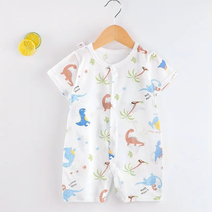 Newborn Short Sleeve Onesie Soft Breathable Lightweight Open Front Romper for 0-1 Year Baby Loungewear