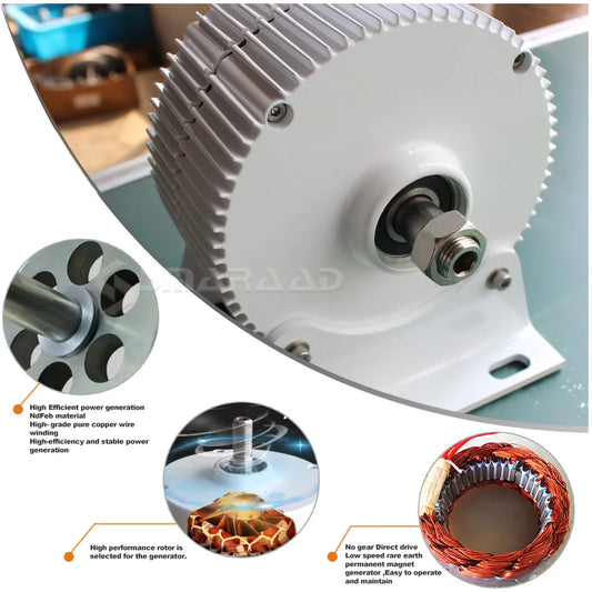 1000W Three Phase Permanent Magnet Synchronous Generator 12V 24V 48V Low Speed Direct Drive Wind Turbine Alternator CE Certified