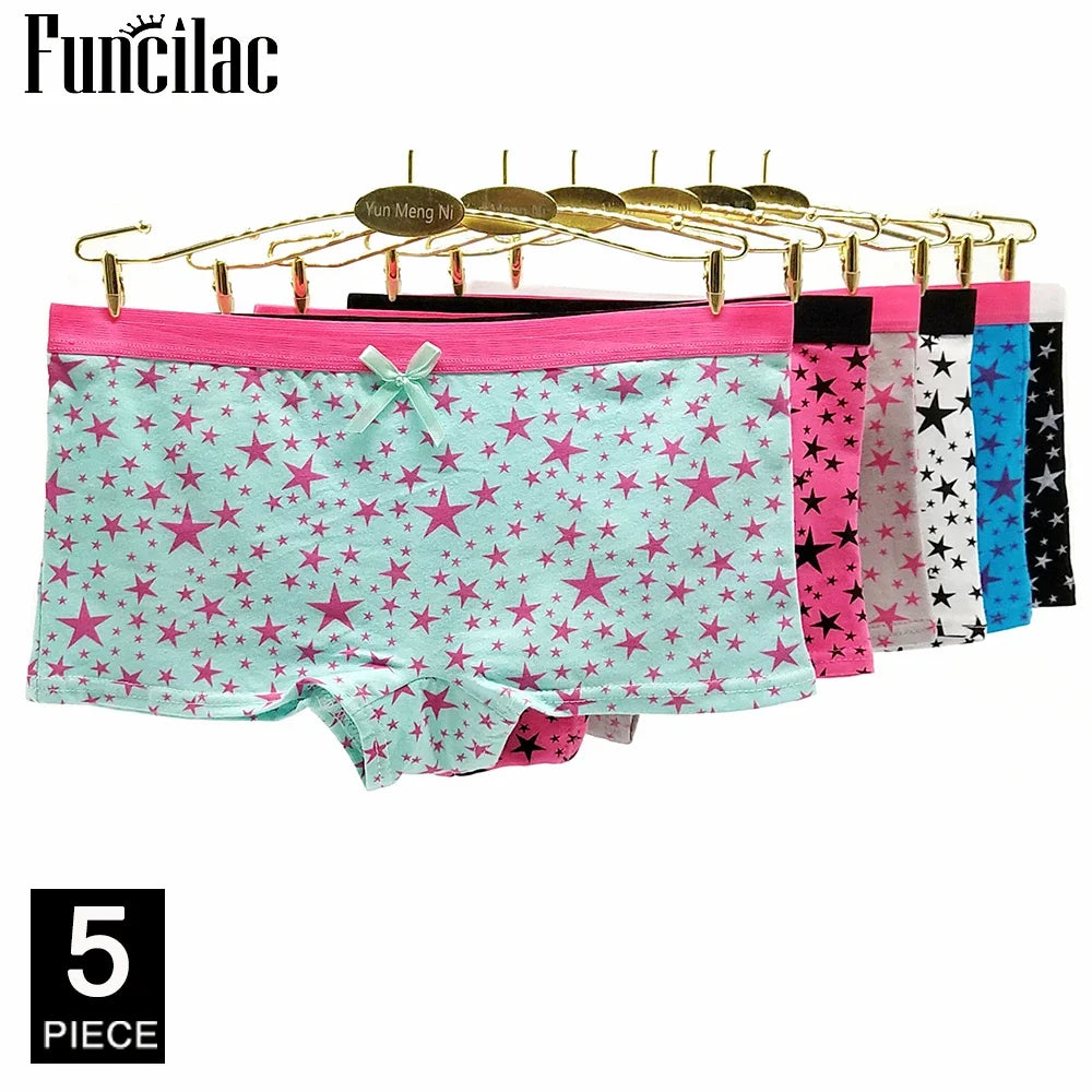 Cotton Underwear Women Girls Shorts Boxers Ladies Panties Sexy Floral Boyshort Knickers M L XL 5 Pcs/lot