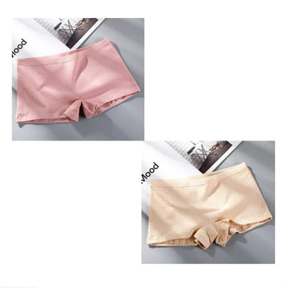 2pcs Womens Boxer Underwear Packs Soft Ribbed Cotton Boyshorts Female Safety Short Panties Plus Size M/L/XL
