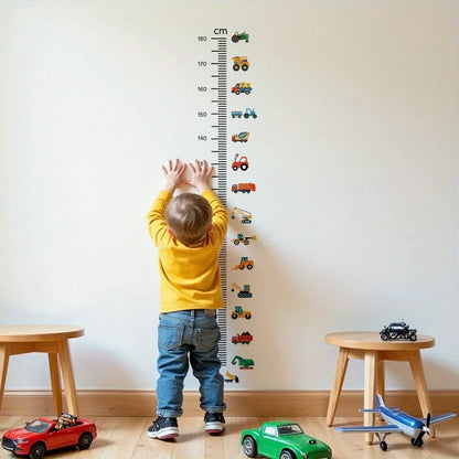 Cartoon Car Height Measurement Wall Stickers for Waterproof Removable PVC Kids Room Kindergarten Home Decoration
