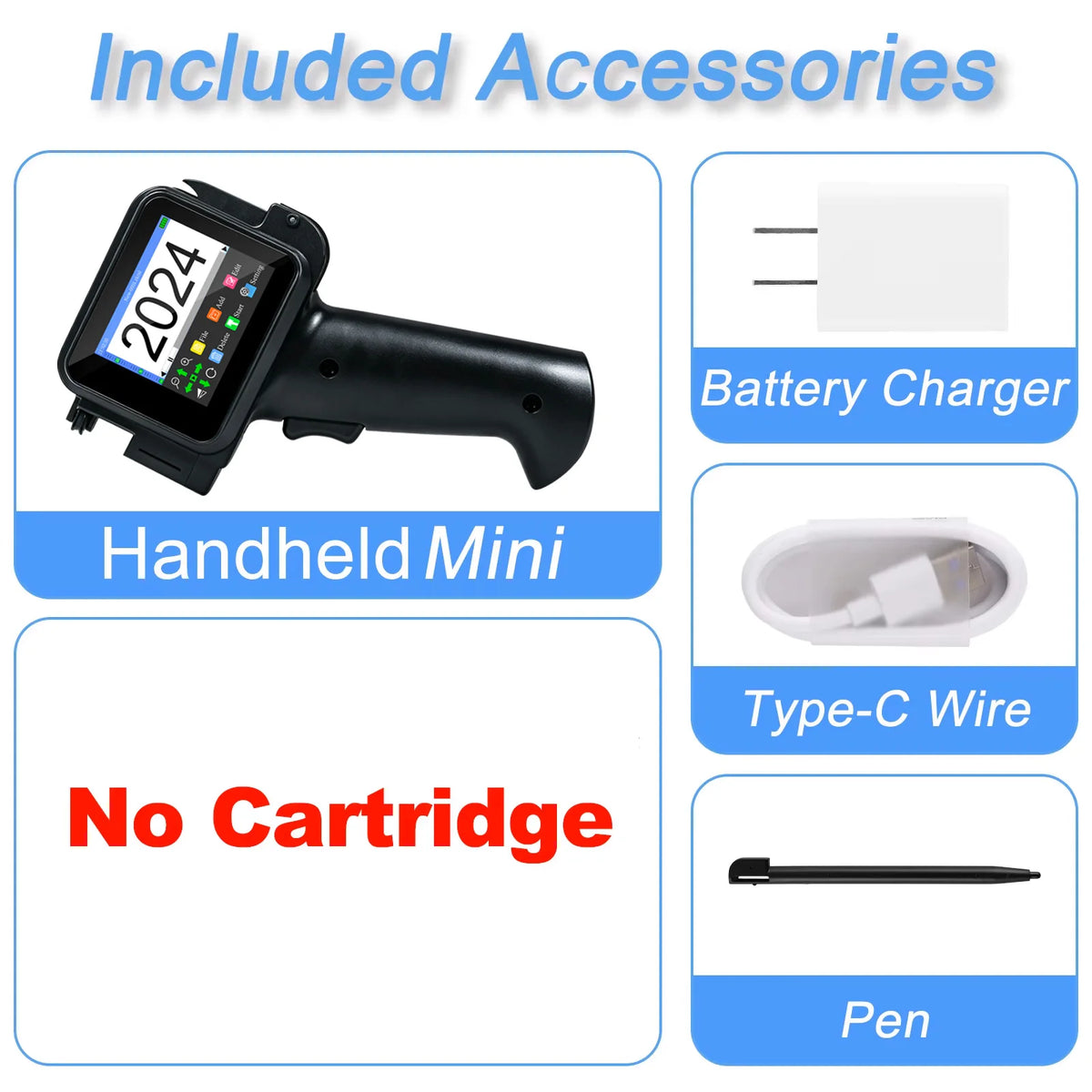 New Mini Handheld Inkjet Printer 12.7mm for QR Barcode Batch Date Number Logo Expiry Date Coding Machine Non-encrypted Portable