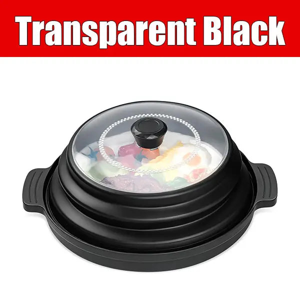 Uwhise 2-in-1 Microwave Splatter Cover for Food with Anti-Scald Base Plate Silicone Vented Collapsible Guard Lid Kitchen Gadgets