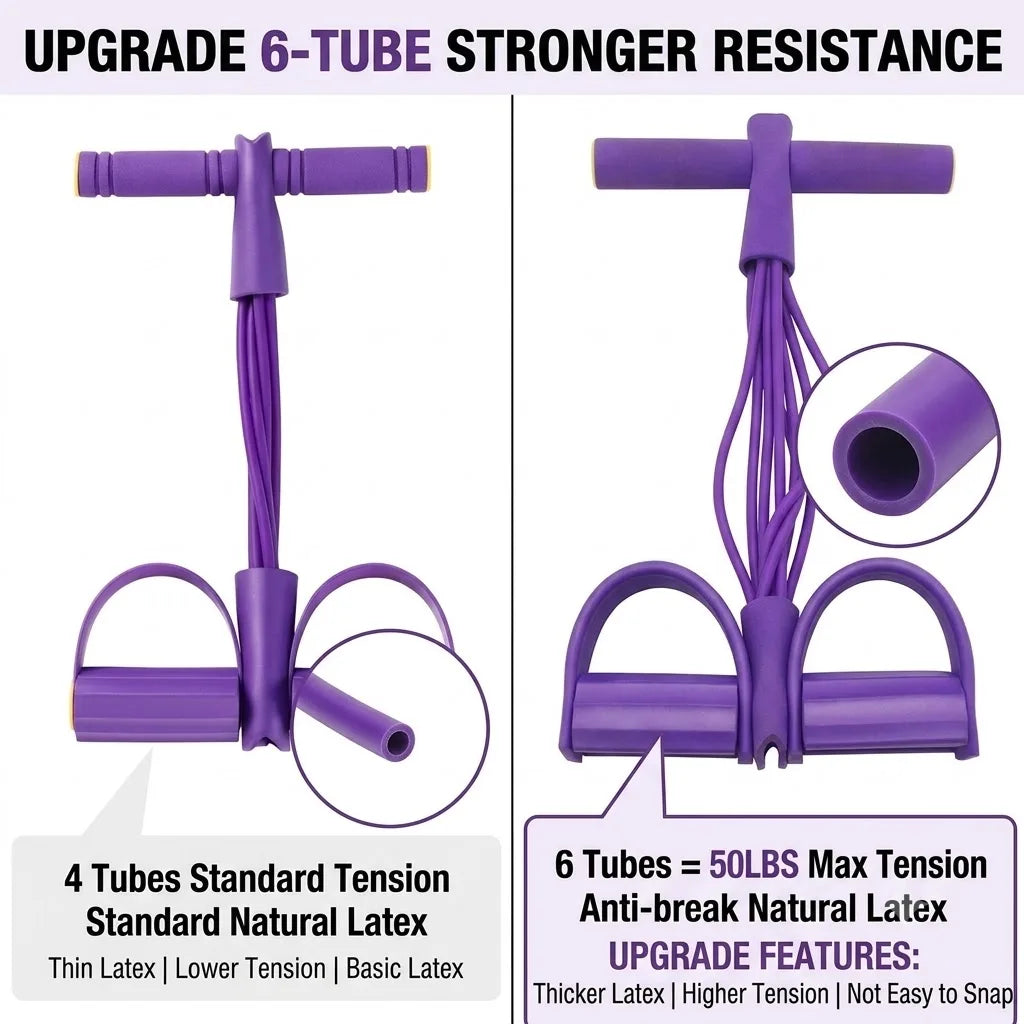 6 Tube Foot Pedal Resistance Band Elastic Pull Rope Abdominal Trainer Home Yoga Slim Leg Arm Back Fitness Workout Equipment