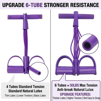 6 Tube Foot Pedal Resistance Band Elastic Pull Rope Abdominal Trainer Home Yoga Slim Leg Arm Back Fitness Workout Equipment
