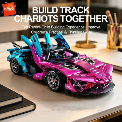 KAVOWORLD New Simulation City Sports Car Building Kit 467pcs High-Speed Racing Car Blocks Set Plated Exotic Small Supercar Vehicle Model Scissor Doors Collectible Display Super Bricks Puzzle Toy DIY Assembly Desktop Decor Hal